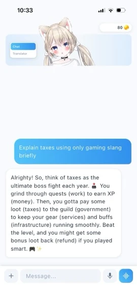 AI Chan gaming slang dialogue & emotions