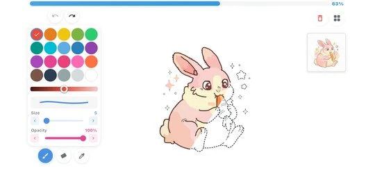 Cozy Coloring rabbit coloring canvas & palette