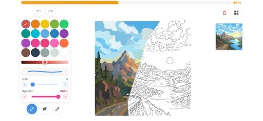 Cozy Coloring landscape coloring & precision tools